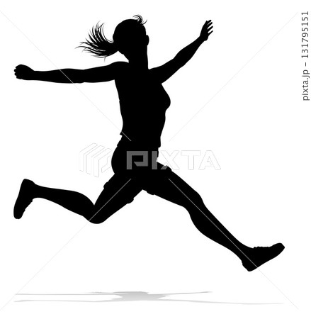Happy Woman Jumping For Joy Silhouette Person Happy Woman Jumping For Joy Silhouette Person 131795151