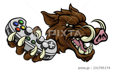 Boar Wild Hog Razorback Warthog Pig Gaming Mascot 131795174