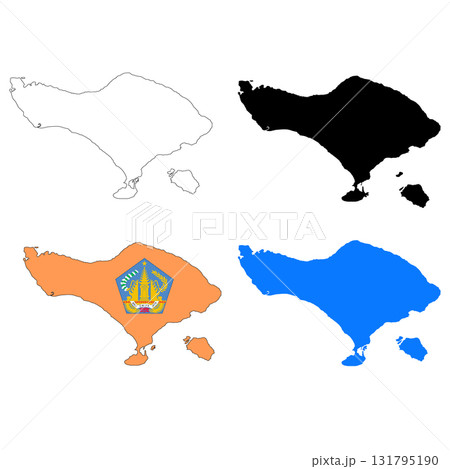 Bali Map icon. Bali Map Clipart. Bali Flag Map sign. Bali Indonesia Outline. flat style. 131795190