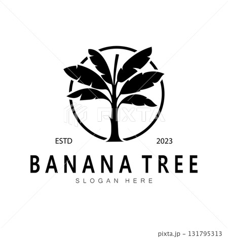 Simple Silhouette Banana Tree  Logo. Flat Design vector 131795313
