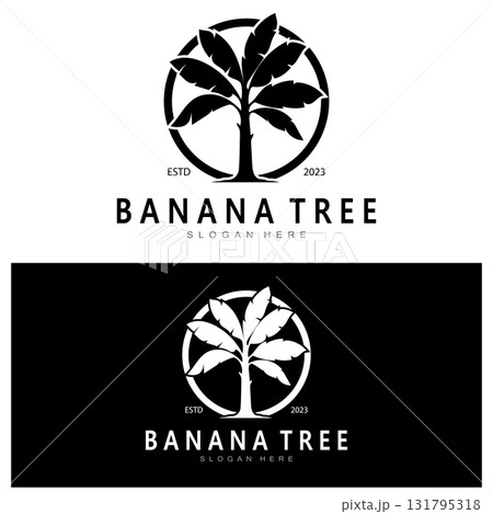 Simple Silhouette Banana Tree Logo. Flat Design vector Simple Silhouette Banana Tree Logo. Flat Design vector 131795318