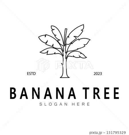 Simple Silhouette Banana Tree  Logo. Flat Design vector 131795329