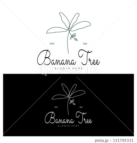 Simple Silhouette Banana Tree  Logo. Flat Design vector 131795331