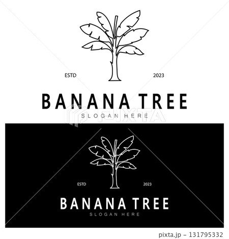 Simple Silhouette Banana Tree Logo. Flat Design vector Simple Silhouette Banana Tree Logo. Flat Design vector 131795332