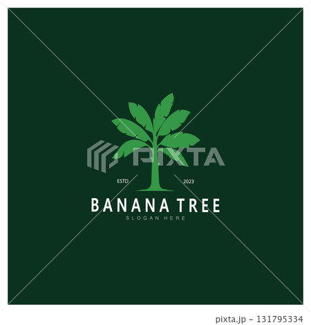 Simple Silhouette Banana Tree  Logo. Flat Design vector 131795334