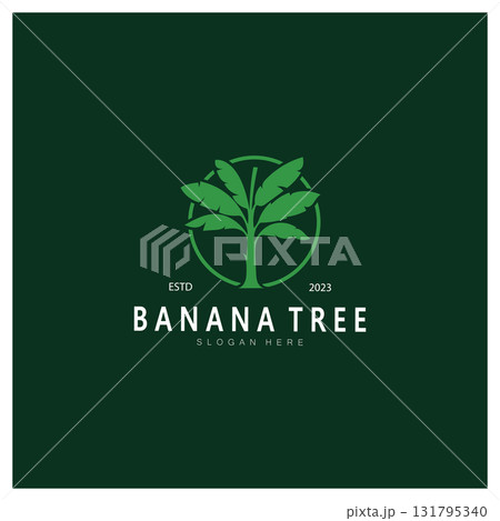 Simple Silhouette Banana Tree  Logo. Flat Design vector 131795340
