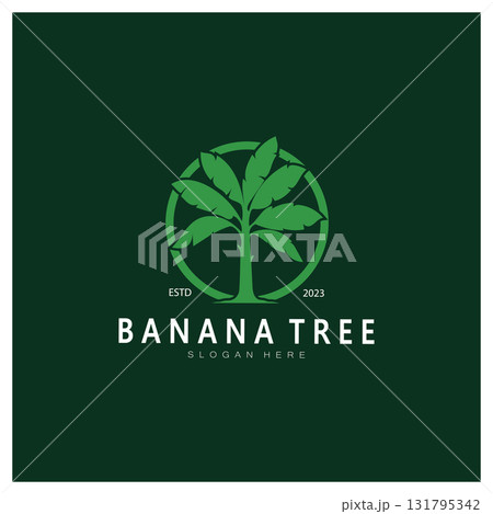 Simple Silhouette Banana Tree Logo. Flat Design vector Simple Silhouette Banana Tree Logo. Flat Design vector 131795342