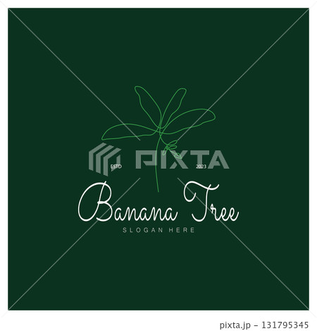 Simple Silhouette Banana Tree  Logo. Flat Design vector 131795345