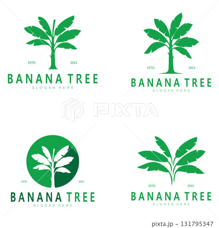 Simple Silhouette Banana Tree  Logo. Flat Design vector 131795347