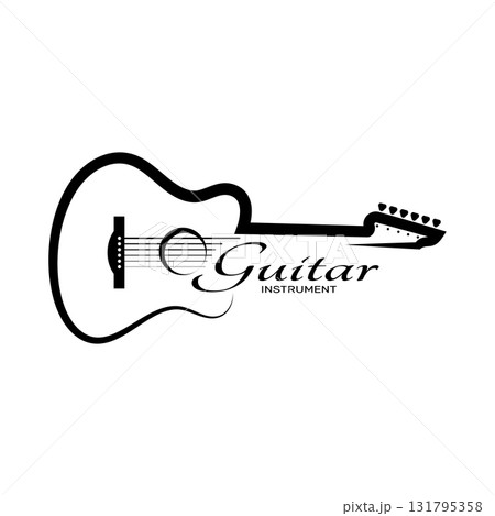 Simple musical guitar instrument logo, for guitar shop, music instrument store, orchestra, guitar lessons, apps, games, music studio, vector Simple musical guitar instrument logo, for guitar shop, music instrument store, orchestra, guitar lessons, apps, games, music studio, vector 131795358