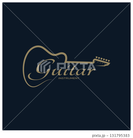 Simple musical guitar instrument logo, for guitar shop, music instrument store, orchestra, guitar lessons, apps, games, music studio, vector Simple musical guitar instrument logo, for guitar shop, music instrument store, orchestra, guitar lessons, apps, games, music studio, vector 131795383