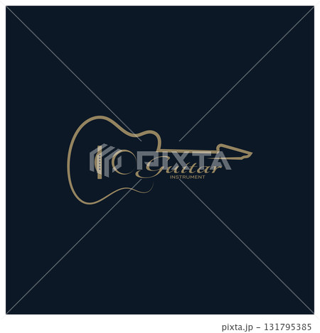 Simple musical guitar instrument logo, for guitar shop, music instrument store, orchestra, guitar lessons, apps, games, music studio, vector Simple musical guitar instrument logo, for guitar shop, music instrument store, orchestra, guitar lessons, apps, games, music studio, vector 131795385