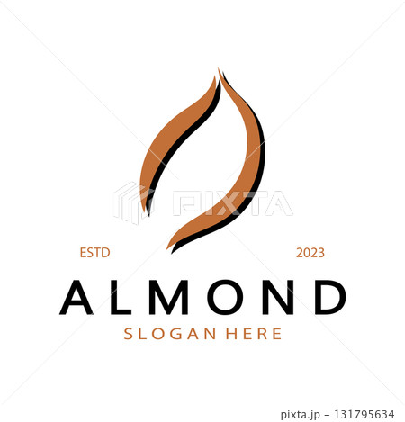 simple almond logo,for business,badge,trademark,almond oil,almond farm,almond shop,vector 131795634