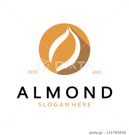 simple almond logo,for business,badge,trademark,almond oil,almond farm,almond shop,vector 131795650