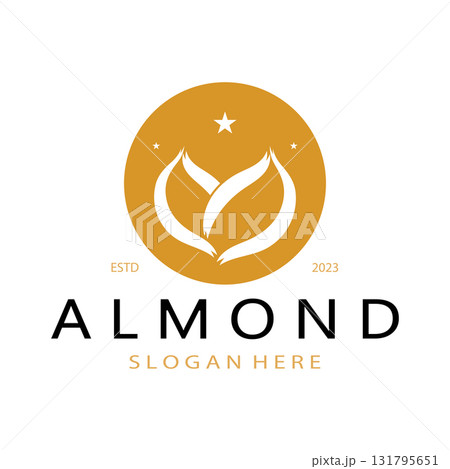 simple almond logo,for business,badge,trademark,almond oil,almond farm,almond shop,vector 131795651