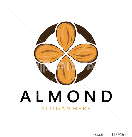 simple almond logo,for business,badge,trademark,almond oil,almond farm,almond shop,vector 131795655