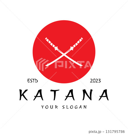 simple katana samurai sword logo design template vector, simple katana samurai sword logo design template vector, 131795786