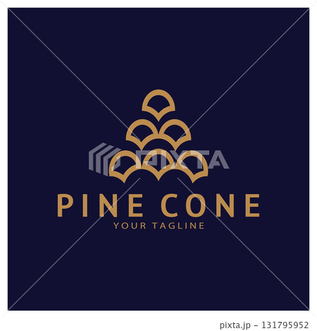 abstract simple pinecone logo design,for business,badge,emblem,pine plantation,pine wood industry,yoga,spa,vector 131795952