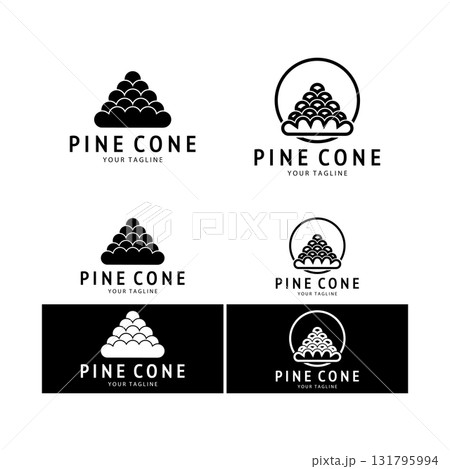 abstract simple pinecone logo design,for business,badge,emblem,pine plantation,pine wood industry,yoga,spa,vector 131795994