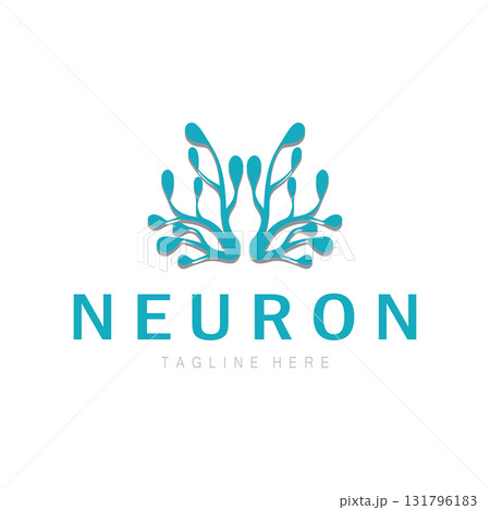 Neuron logo or nerve cell logo design,molecule logo illustration template icon with vector concept 131796183