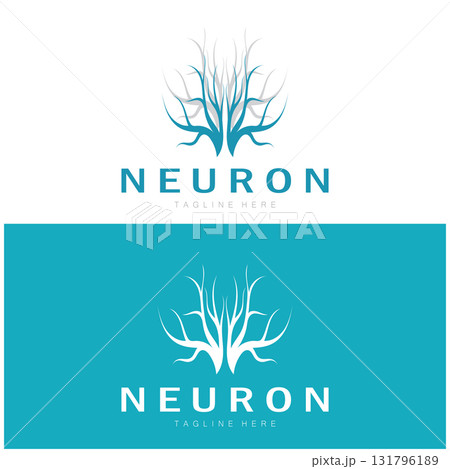 Neuron logo or nerve cell logo design,molecule logo illustration template icon with vector concept 131796189