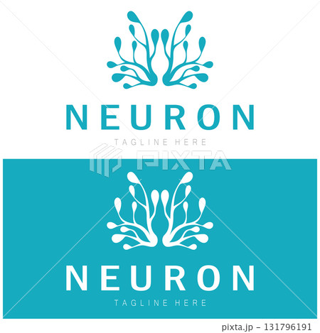 Neuron logo or nerve cell logo design,molecule logo illustration template icon with vector concept 131796191