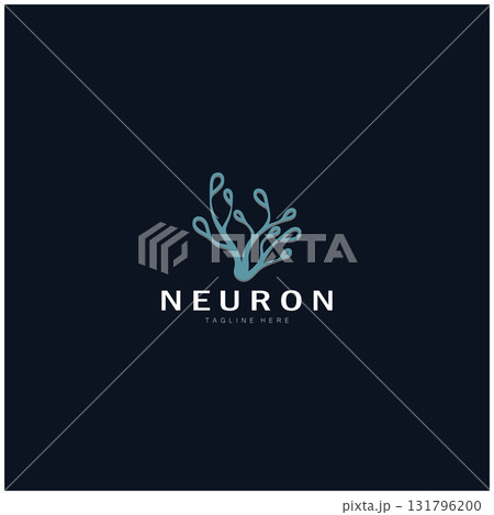 Neuron logo or nerve cell logo design,molecule logo illustration template icon with vector concept 131796200