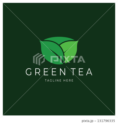 Green tea leaf logo vector icon illustration...のイラスト素材 [131796335] - PIXTA