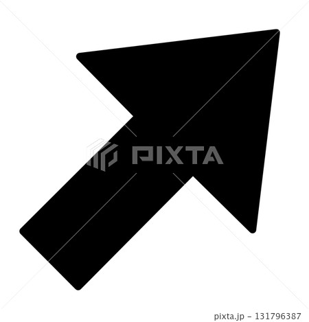 右斜め上向きのシンプルな黒い矢印 131796387