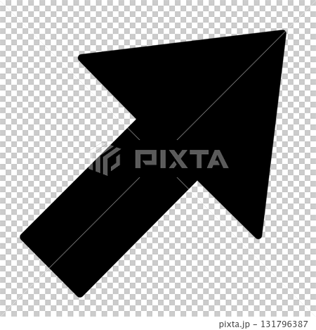 右斜め上向きのシンプルな黒い矢印 131796387
