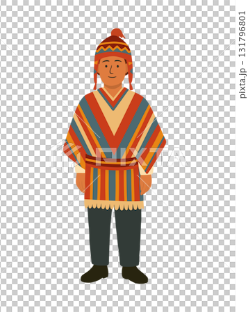 身穿秘魯民族服裝的男子的插圖 131796801