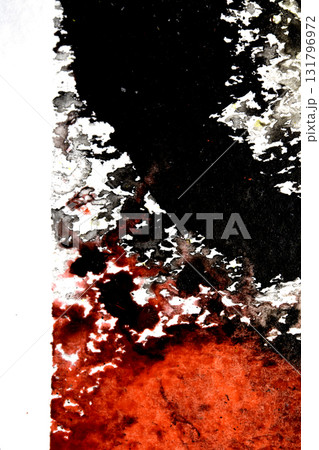 Thick Black Ink Paint Splatter and Lines in Black Red Yellow White Expressive 131796972