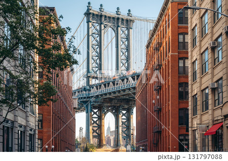 Manhattan Bridge viewed from Dumbo, Brooklyn, New York City 131797088