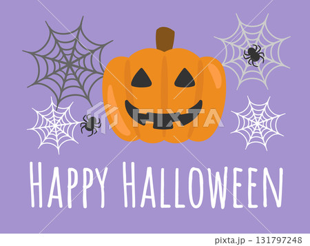 ジャックオーランタン　蜘蛛　蜘蛛の巣　イラスト 131797248