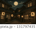 満月の夜の古い街並み 131797435