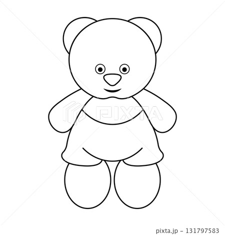 Cute Teddy Bear Outline Vector Illustration. Perfect for coloring pages, childrens designs, educational materials, crafts and baby themed projects. 131797583