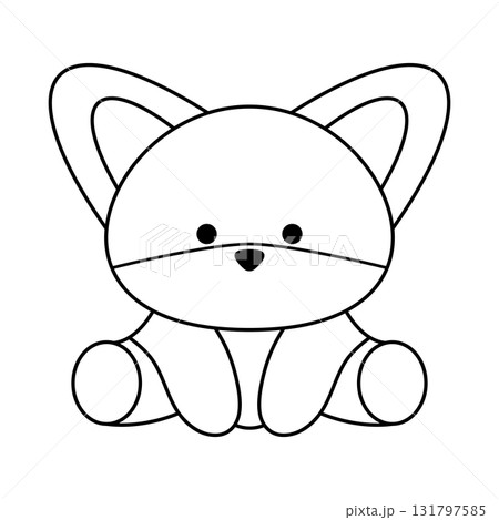 Cute Fox Sitting Minimalist Outline Vector Illustration. Perfect for childrens designs, coloring books, stickers, logos or nursery decorations. 131797585