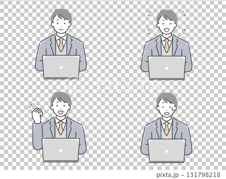 一名穿著西裝的男子在電腦上工作 131798218