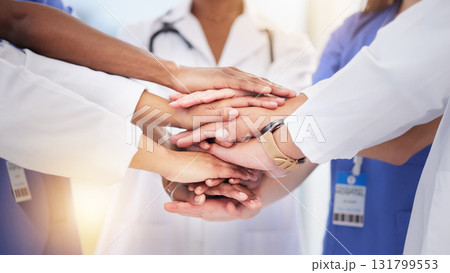 Healthcare, diversity and hands of doctors for teamwork, partnership and medicine success. Motivation, support and medical workers in hand gesture for solidarity, help mission and collaboration goals Healthcare, diversity and hands of doctors for teamwork, partnership and medicine success. Motivation, support and medical workers in hand gesture for solidarity, help mission and collaboration goals 131799553