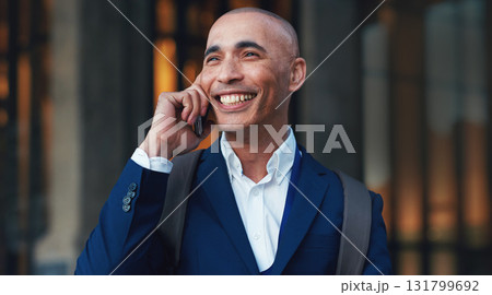City, phone call and smile on sidewalk, businessman or lawyer outside law firm, successful legal advice. Ceo, man or happy boss with communication, 5g and smartphone, crm or networking conversation. City, phone call and smile on sidewalk, businessman or lawyer outside law firm, successful legal advice. Ceo, man or happy boss with communication, 5g and smartphone, crm or networking conversation. 131799692