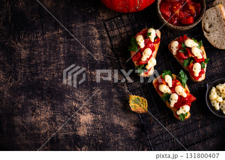 Halloween sandwich with skull from cheese 131800407