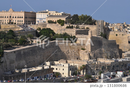 Valletta's Barrakka Lift and old town at Valetta, Malta 131800686