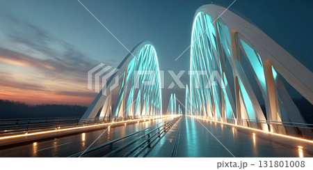 Modern bridge showcases advanced technology...のイラスト素材 [131801008] - PIXTA