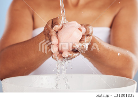 Woman hands, soap and water, handwashing and hygiene with beauty, sustainable skincare and health. Closeup, cleaning product and grooming with person, natural cosmetics and healthy cosmetic care Woman hands, soap and water, handwashing and hygiene with beauty, sustainable skincare and health. Closeup, cleaning product and grooming with person, natural cosmetics and healthy cosmetic care 131801835