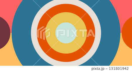 Abstract concentric circles in blue orange yellow and white with other colors around it Abstract concentric circles in blue orange yellow and white with other colors around it 131801942