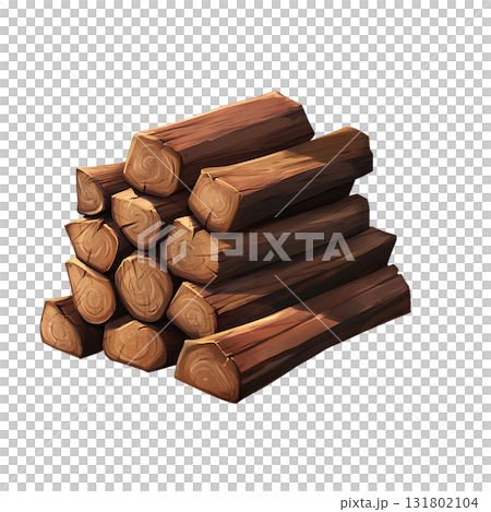 Cartoon Pile of Wood Logs Stacked on Transparent Background Cartoon Pile of Wood Logs Stacked on Transparent Background 131802104