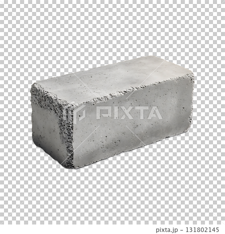 Concrete Block Isolated on White Background, Rough Texture and Shadow 131802145