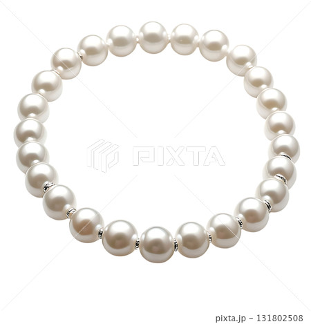 Elegant Pearl Bracelet with Silver Spacers on Transparent Background 131802508