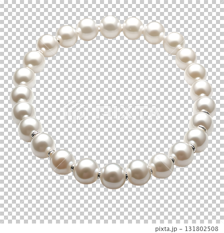 Elegant Pearl Bracelet with Silver Spacers on Transparent Background 131802508