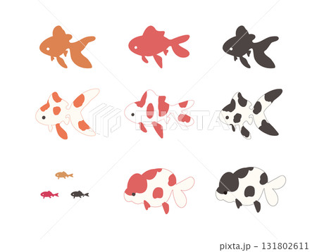フラットでシンプルな金魚イラストセット 131802611